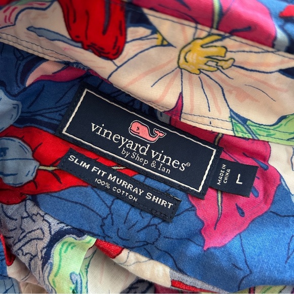 Vineyard Vines Blue Floral Button Down Shirt L - Picture 6 of 10